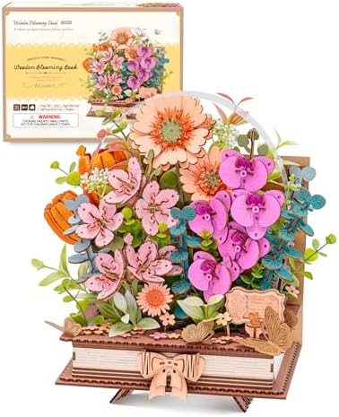 ROBOTIME 3D Wooden Blooming Book Garden DIY Kit, Flowers Building Set, Adult Creative Craft & Home Decor Puzzle, Unique Gift for Women, Mom, Plant/Book Lovers by ROBOTIMEBuildingThingstoLife
