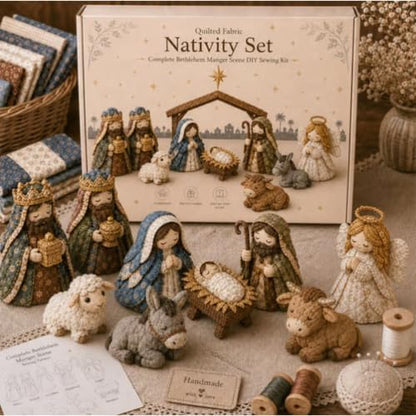 DIY Quilted Fabric Nativity Set Sewing Kit, Detailed Hand-Stitch Holy Family Manger Craft Set, Nativity Ornament Making Project for Home Display & Faith-Based Decor Creation for Adults，Type C - Image 5