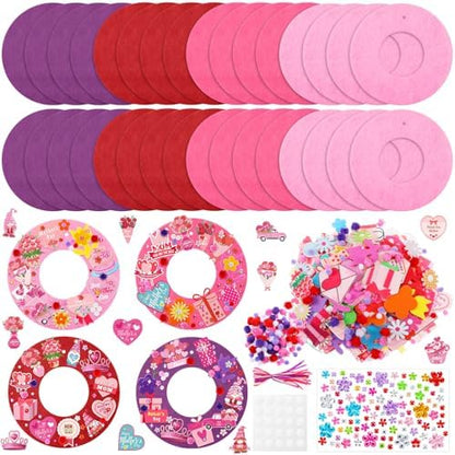 Wavwavw 472 Pcs Mother's Day Craft Kits Flower DIY Wreath Craft Kit Mother's Day Wreath Arts Decorations with Tulip Heart Flower Stickers for Mom Gift by Wavwavw