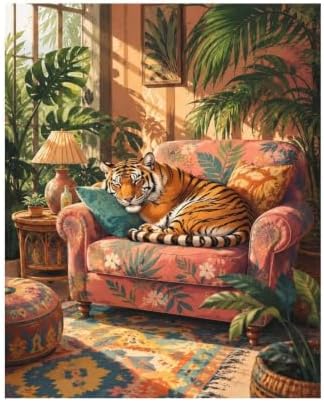 Bozfoxa Paint by Numbers Kit for Adults Beginner Tropical Tiger Sofa by Unknown