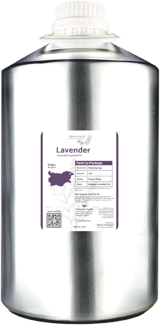 Nature Packaged Lavender Oil - Bulgarian Essential Oils - Lavender Diffuser - Pure Therapeutic Grade (22lbs)