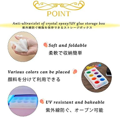 UV Resin Mixing Supplies, Palette Silicone Box with Lid, Stirring Rods, Measuring Cups - Image 4