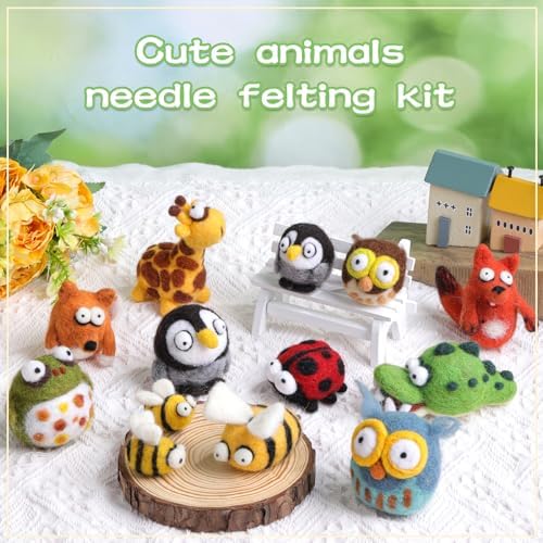Fedmut Needle Felting Wool Kit Felting Kit, 13 Cute Animals Tools Supplies - Image 3