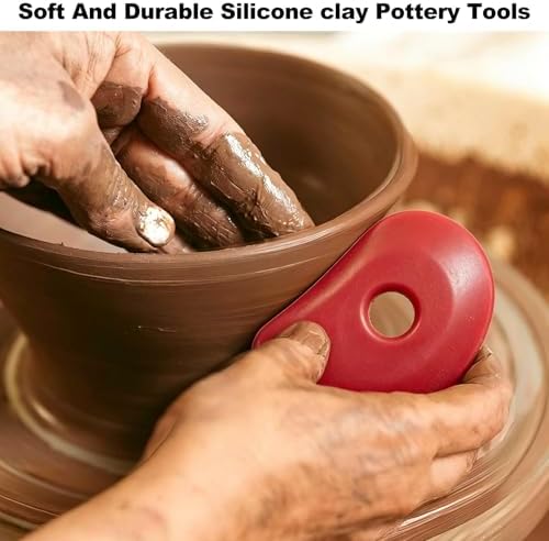LUORNG 6PCS Pottery Ribs and Silicone Sculpting Tools Set 4 Silicone Pottery Ribs 2 Detail Needles for Clay Modeling Ceramic Shaping Detailing Suitable for Beginners Professionals - Image 5