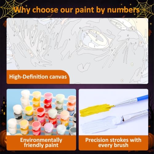 Mandun Halloween Paint by Numbers Kit for Adults, 3 Pack, 7.8x11.8 inch - Image 5