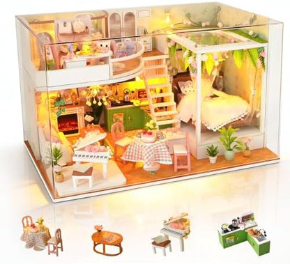 DIY Miniature House Kit, Dollhouse Kit w/Dust Cover Adult, Greenhouse by MakingLifeFunforCool