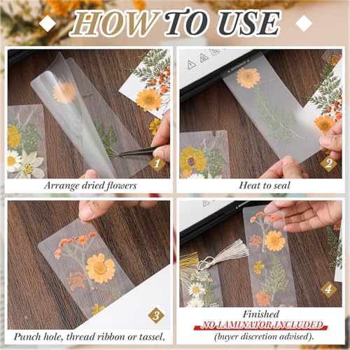 Fuyoooo 376 Pcs Pressed Flower Bookmark Kit,Light Colors,2 x 6 Inch - Image 4