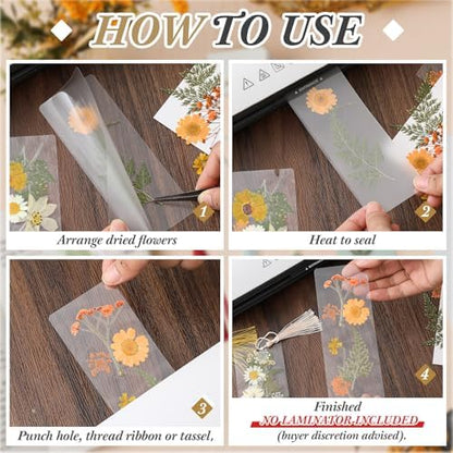 Fuyoooo 376 Pcs Pressed Flower Bookmark Kit,Light Colors,2 x 6 Inch - Image 4