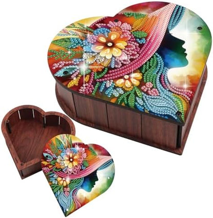 DIY Diamond Painting Storage Box Kit – Heart-Shaped Wooden Special Shaped Diamond Art Organizer, Decorative Gift Case for Jewelry, Accessories & Desktop Ornament (Elegant Lady) by antor