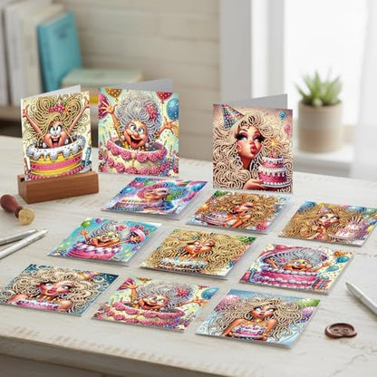 12 Pack Cute Grandma Diamond Painting Greeting Kits DIY 5D Diamond Art with Envelopes & Rhinestones, Creative Christmas Birthday Gifts for Adults, Family, Friends - Image 6