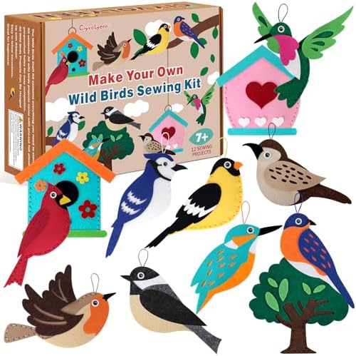 CiyvoLyeen Wild Birds Sewing Craft Kit Animal Sewing Kit for Boys and Girls Beginners Set of 12 Sewing Projects Gift for Kids by CiyvoLyeen