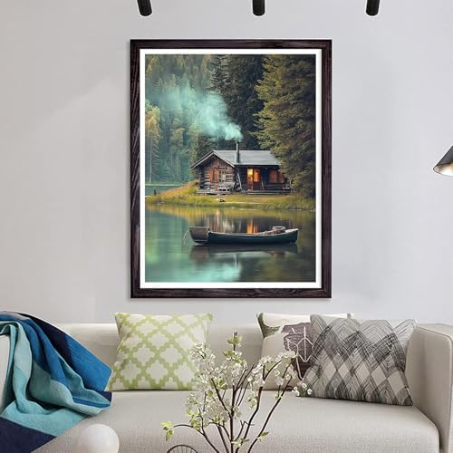 NDNXYXGS Forest Paint by Numbers Kits for Adults,Cabin DIY Painting Kit on Canvas,Lake Color by Numbers,Large Adult Paint by Number for Wall Decor and Gifts - Image 7