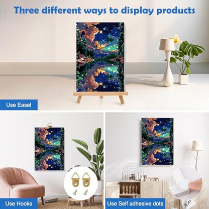 MOGTAA Starry Sky Paint by Numbers Kit for Adults Beginners with Frame, Lake and Mountains Adult Paint by Number Kits on Canvas with Easel, Easy DIY Oil Painting Kits for Home Decor, 8x12in - Image 3