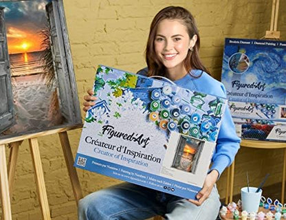 Figured'Art Paint by Numbers Kit for Adults with Frame Door to The Beach 16"x20" - Craft Art Painting DIY Kit Canvas Already Stretched on a Wooden Frame - Image 2