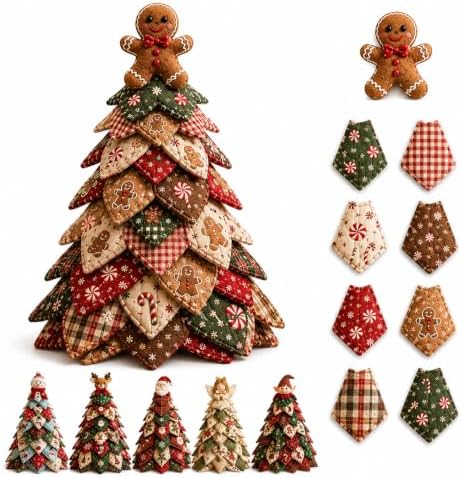 DIY Quilted Christmas Tree Kit, 3D Quilt Kits for Beginners, Reindeer by Wakczshy