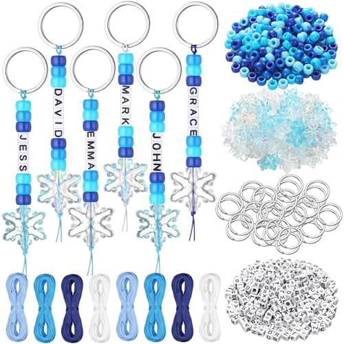 Landical 564 Pcs Snowflake Keychain Making Kit DIY Name Bead Winter Craft by Landical
