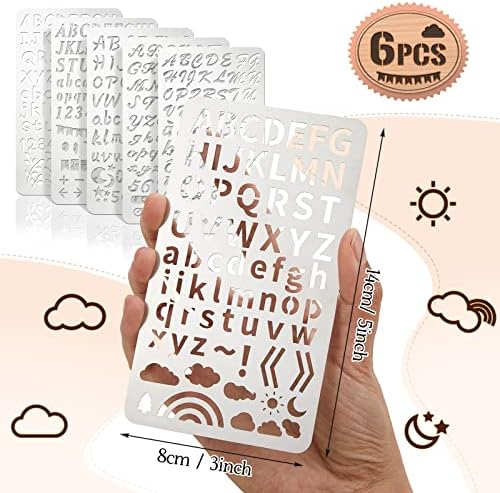Lewtemi 6 Pcs Metal Wood Burning Stencils, Letter Style Letters Numbers - Image 2