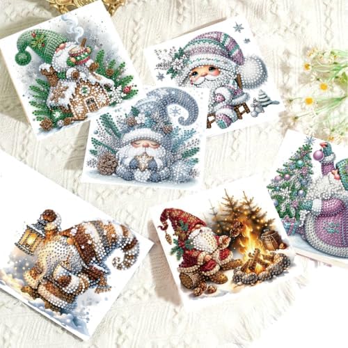 DDGYP 6pk Gnomes Diamond Art Cards w/Envelopes, DIY Xmas Kit for Adults - Image 5