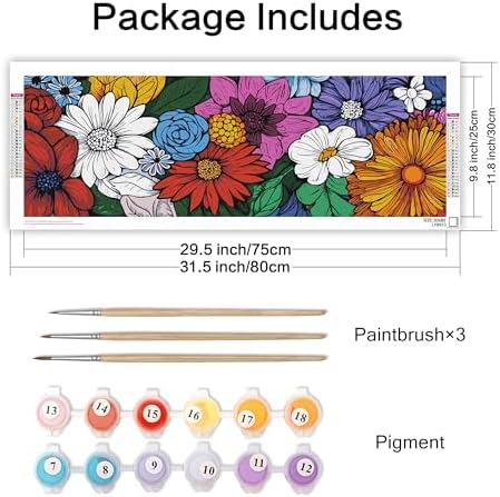 VAIIEYO Paint by Numbers Kit for Adults Flower, Plant Paint by Numbers, Large Size Painting Kit Canvas Drawing Paintwork for Beginner Arts Craft for Home Wall Decor 12x31 inch(Without Frame) - Image 4