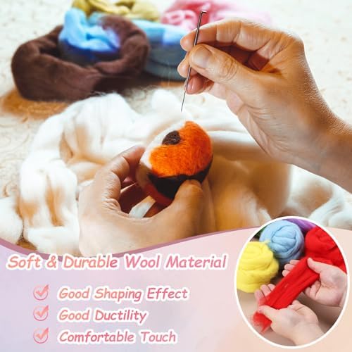 PATIKIL Wool Roving Yarn, 150G/5.3OZ Soft Felting Wool Pure Chunky Roving Yarn Bulk for Needle Felting Knitting Blanket Spinning Weaving DIY Craft, Red - Image 3