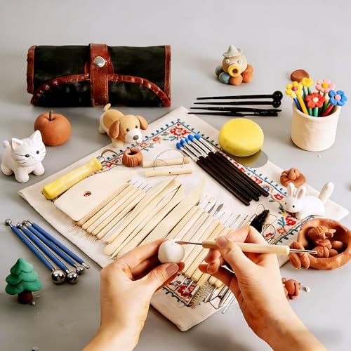 DaChihSheng 43 Pcs Clay Tools Kit Pottery Tools Polymer Clay Sculpting Tools Kit for Carving Air Dry Clay Tools Set for Adults Clay Sculpting Tools Ceramic Tools Graving Tools use for DIY Handicraft - Image 6