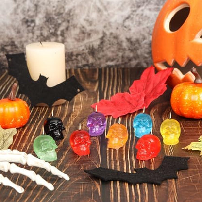 8 Pcs Skull Silicone Molds, 3D Skull Resin Molds with Key Ring Accessory, Halloween Skeleton Head Candle Mold for DIY Keychain, Bracelet, Pendant, Halloween Decor - Image 6
