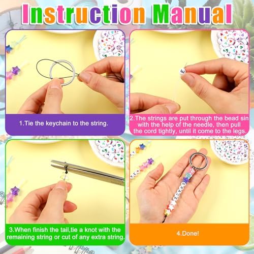 Landical 564 Pcs Back to School Star Keychain Making Kit Name Bead Craft - Image 4