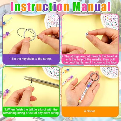 Landical 564 Pcs Back to School Star Keychain Making Kit Name Bead Craft - Image 4