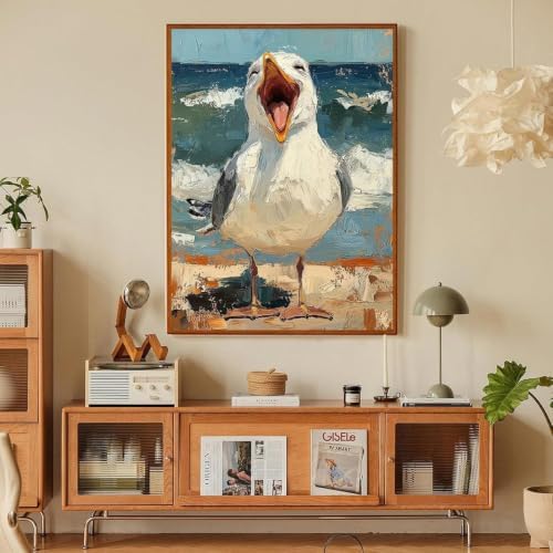Fun Seagull Paint by Numbers Kit for Adults Framed Canvas, Frameworkless - Image 6