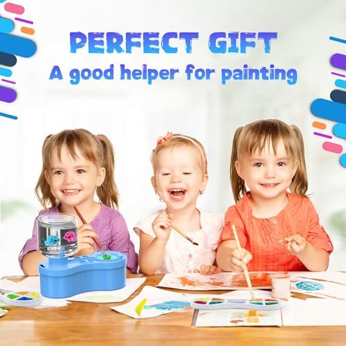 Paint Brush Cleaners, with Paint Palette and Brush Holder for Watercolor/Oil Acrylic and Water-Based Paints, Portable Paint Station & Rinsing Tool,Gift for Kids/Adults/Artist/Beginners Blue - Image 2