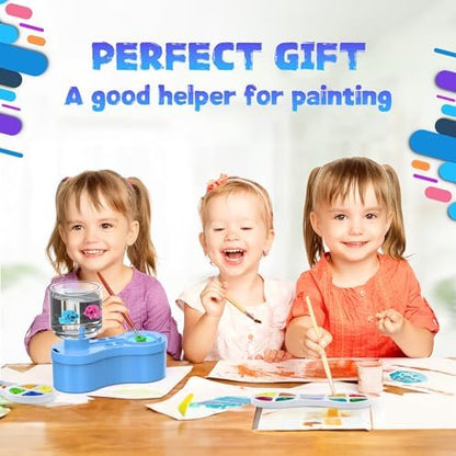 Paint Brush Cleaners, with Paint Palette and Brush Holder for Watercolor/Oil Acrylic and Water-Based Paints, Portable Paint Station & Rinsing Tool,Gift for Kids/Adults/Artist/Beginners Blue - Image 2