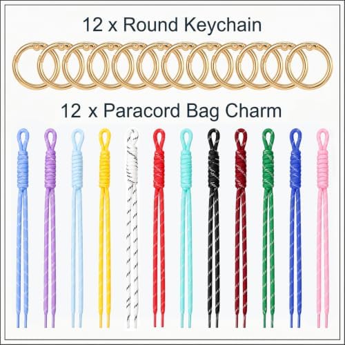 24 Pack Paracord Keychain Bag Charms, Rope Keychain - Image 3