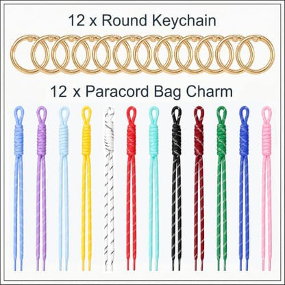 24 Pack Paracord Keychain Bag Charms, Rope Keychain - Image 3