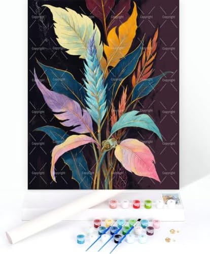 Sceorixa Botanical Paint By Numbers Kit for Adults - DIY Colorful Leaves Painting On Canvas 16X20 in, Acrylic Paint Set, Suitable for Beginners, Living Room Art for Home Decoration Or Gifts, Unframed - Image 3