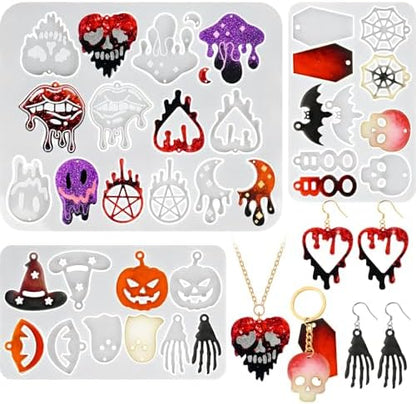 Resin Earring Mold with Hole, 3Pack Halloween Earring Casting Molds by ZQYSING