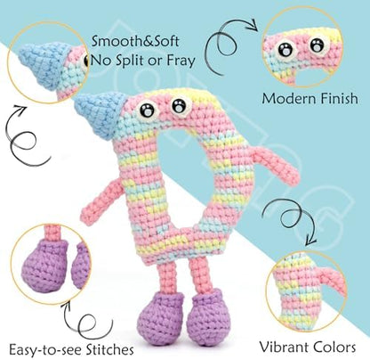 4 Pack Rainbow Beginner Crochet Yarn for Crocheting Knitting Multicolor Cotton Crochet Yarn for Beginners with Easy-to-See Stitches Cotton-Nylon Blend Easy Yarn for Beginners(Yellow Pink Blue) - Image 5
