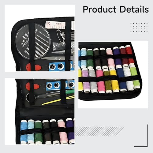Tressify 29 Piece Diy Embroidery Book Set, Gray Cotton Linen, 18 Color Threads Included, Mini Sewing Kit For Beginners, Portable Travel Design - Image 4