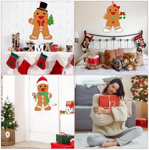 WovWeave 2.7ft DIY Felt Christmas Gingerbread Man Set with 46 Ornaments - Image 5