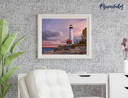 Figured'Art Paint by Numbers Kit for Adults Sea Lighthouse 16"x20" - Craft Art Painting DIY Kit Rolled Canvas Without Frame - Image 4