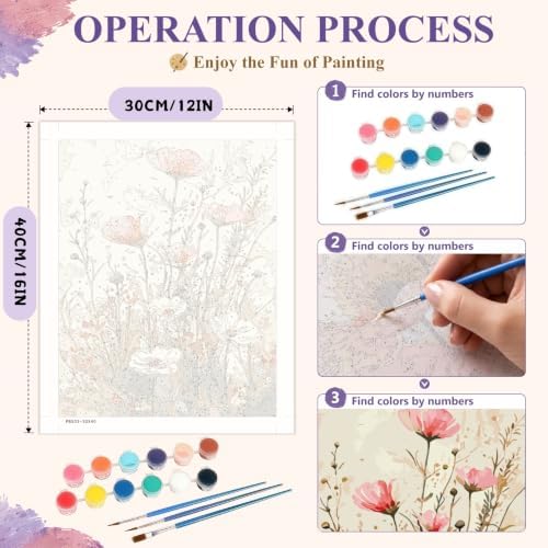 BYGFHLYW Vintage Wildflower Paint by Numbers Kit for Adults Beginners - Image 5