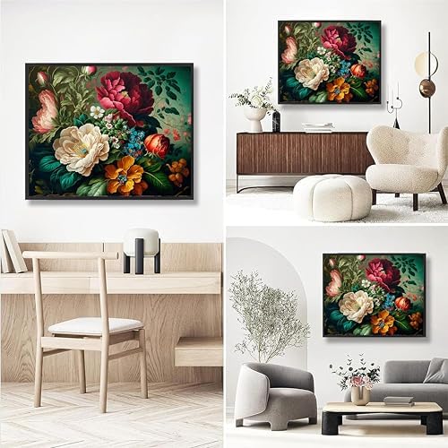 Peony Paint by Numbers for Adults with Framed Canvas - with Wooden Easel - Image 7