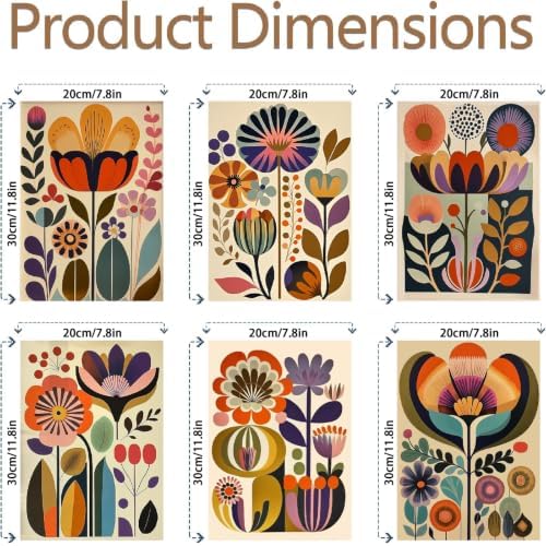 Clendo 6 Packs Floral Paint by Numbers Kit for Adults, Easy Flowers Paint by Number for Adults Beginner, DIY Painting by Numbers Canvas for Home Decor 8 x 12 Inch（Without Frame） - Image 2