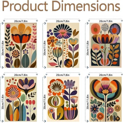 Clendo 6 Packs Floral Paint by Numbers Kit for Adults, Easy Flowers Paint by Number for Adults Beginner, DIY Painting by Numbers Canvas for Home Decor 8 x 12 Inch（Without Frame） - Image 2
