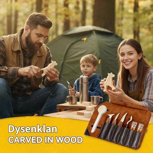 Dysenklan Wood Carving Kit Deluxe-Whittling Knife with PU Storage Bag,4 Wood Carving Knives 4 Detail Knives 6 Blocks, Woodworking Widdle Gift for Beginners Kids Adults Hobby - Image 7