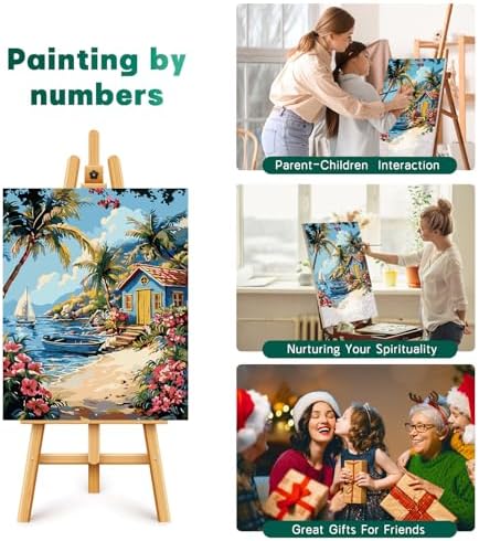Possoco Paint by Numbers Kit for Adults Beginner, Beach Landscape Easy Adult Paint by Number Kits on Canvas, DIY Acrylic Watercolor Oil Paint by Number for Adults for Home Decor Gift 16x20 Inch - Image 6