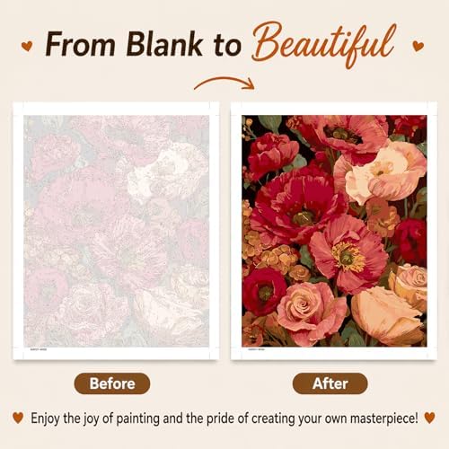 AUKELHJ Paint by Numbers Kit for Adults Beginner, Poppy, 16X20 Inch - Image 4