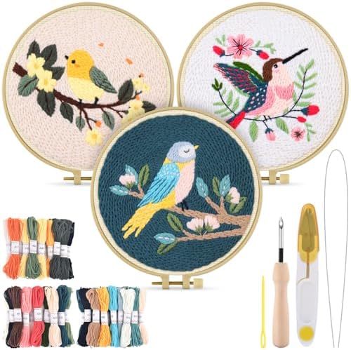 TINDTOP Punch Needle Kits, Bird Punch Embroidery Kits for Adults by TINDTOP