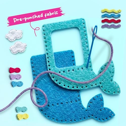 Klever Kits 7 Sewing Projects- My First Kids Sewing Kit- Easy DIY Arts and Crafts for Girls, Craft Kits, Birthday Gifts for Kids Aged 6+, Unicorn and Mermaid Pillow - Image 5