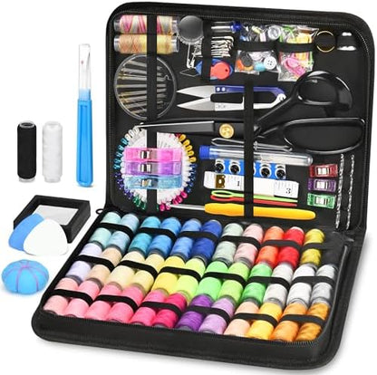 SUTQIGUI Sewing Kit for Adults with Heavy Duty Fabric Scissors, 241 Pcs Newly Upgraded Hand Travel Sewing Kit Professional Needle and Thread Kit, Portable Sewing Supplies for Travel Home Beginners by SUTQIGUI