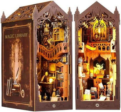 DIY Book Nook Miniature Kit with Sensor Light & Dust Proof for Teens Adults by TuKIIE